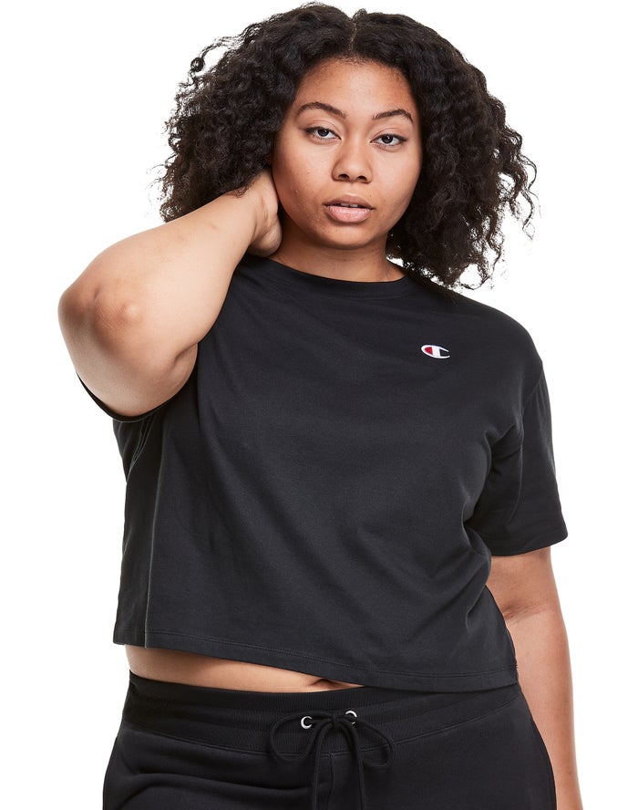 Camiseta Champion Mujer - Plus Lightweight Cropped ( Negras ) 7213896-UK